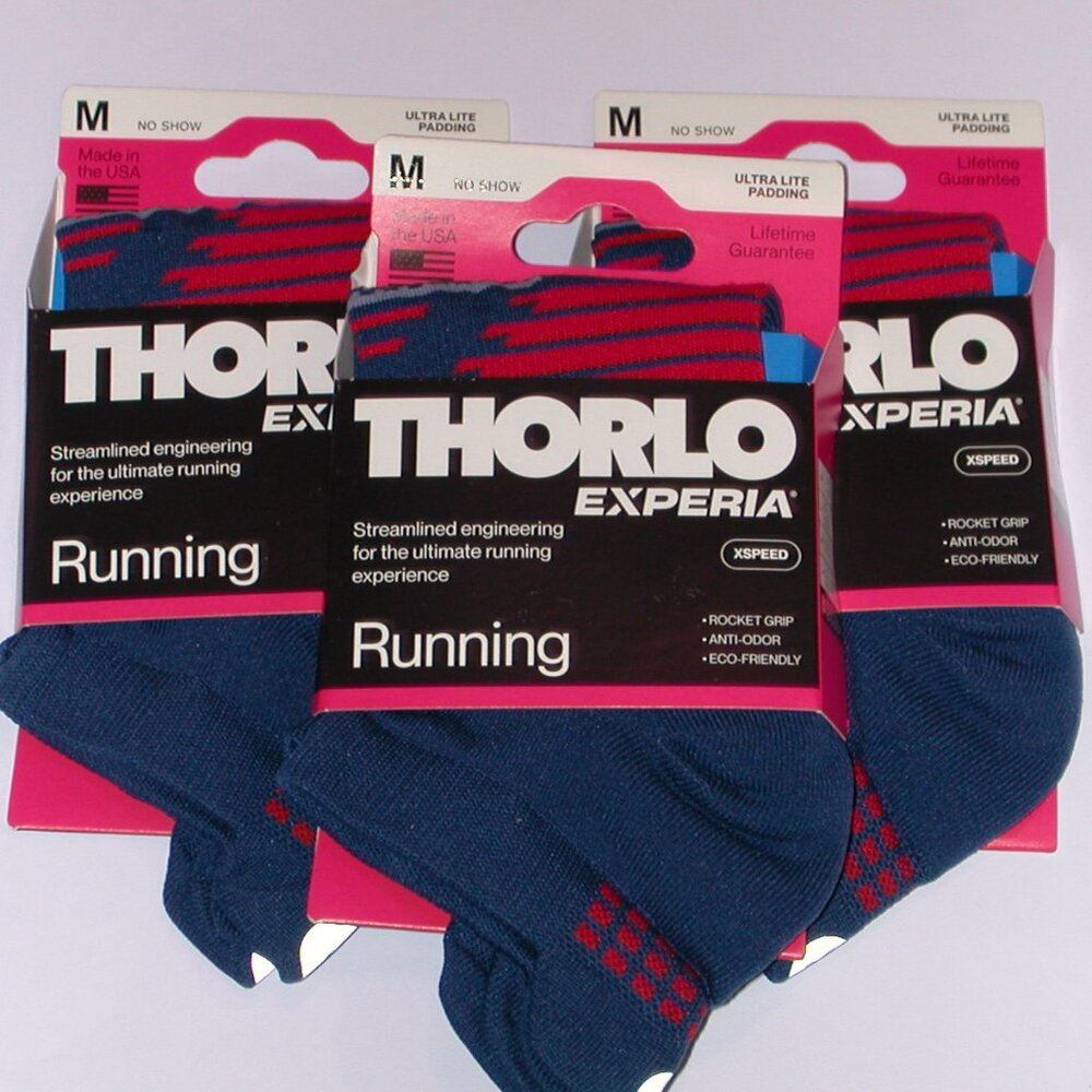3 Pairs Thorlo Experia X SPEED Running Ultra Light No Show Sock Mens Medium Blue